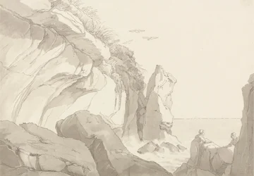 The Warren Near Exmouth, Devon: Figures on Rocks at the Sea