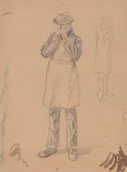 Caricature of Himself and of E. A. Abbey (recto); Two Studies of a Standing Man (verso)