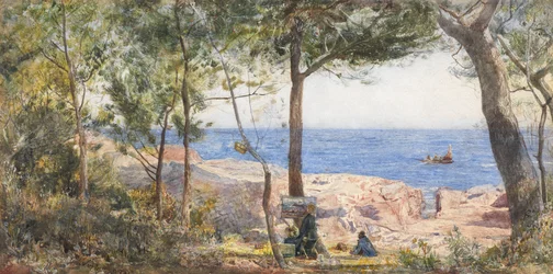 An Artist Painting by the Sea