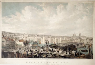 High Level Bridge, Newcastle upon Tyne, Engraved by George Hawkins