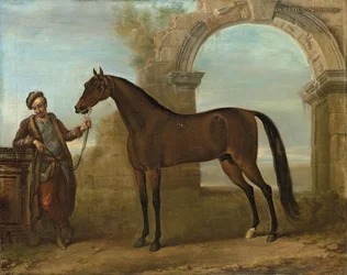 The Godolphin Arabian, Held by a Groom, in a Landscape with a Ruined Arch, 1731