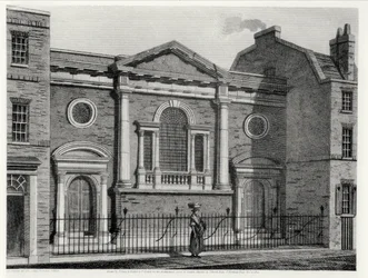 Church of St. Alphage, etched by J. Skelton for the Architectural Series of London Churches, pub. by J. Booth, 1814