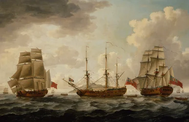 H.M.S. Tyrall in Three Positions off Antigua