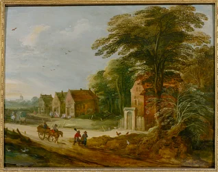 Travellers Passing Through a Village