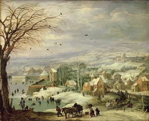 Village Landscape in Winter