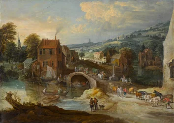 Village Landscape with a Bridge