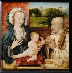 Virgin and Child with Saint Bernard of Clairvaux, Abbey of Cluny in the Background