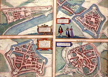 Maps of Charlemont, Landrechies, Avesnes, and Beaumont, from 