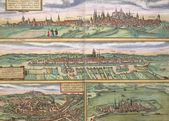 Map of Nuremberg, Ulm, and Salzburg, from 