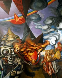 Fresco on ceiling of Auditorium of Hospital de la Raza in Mexico City, Mexico