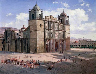 View of the Cathedral of Oaxaca, Mexico