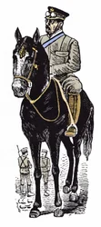 The Mexican Revolution: portrait of Victoriano Huerta. Xylography by Jose Guadalupe Posada