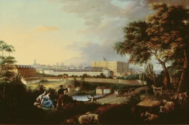 View of the Royal Palace in Madrid from the Principe Pio Mountain