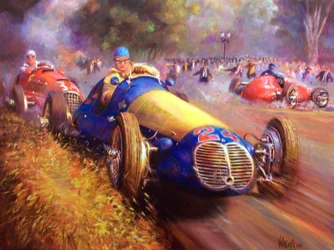 Juan Manuel Fangio driving the Maserati 4Cl The forest of Palermo Buenos Aires