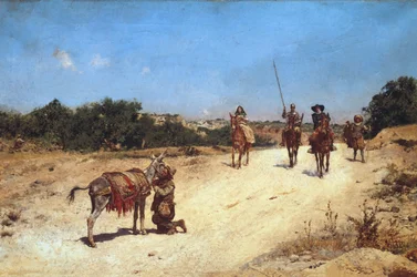 The Meeting of Sancho Panza and His Donkey Rucio, Illustration of Don Quixote, c. 1878