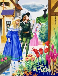 Couple Admiring Flowers