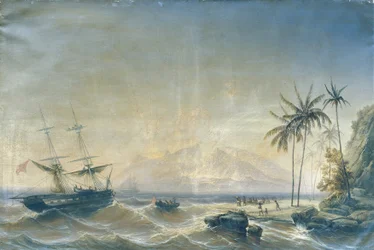 Warship off the South Sea Islands