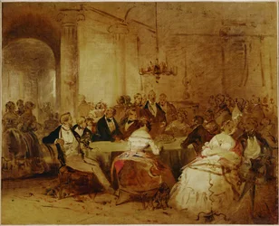 Society scene. Elegant Vienna society in Schubert