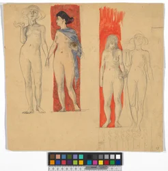 Four Female Nudes (Study for the Ferdinand Raimund Cycle in Schloss Kogl, Attergau?)