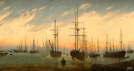 JJM Recreates Friedrich-C-D: View of a Harbor (Panorama)