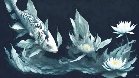Koi Carp Fish White Marble