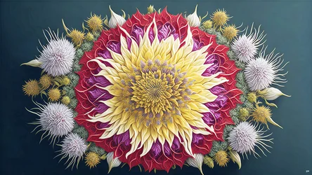 Mandala: Thistle with Blossom Elements 01