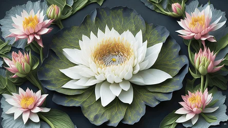 Mandala: Water Lilies Elements 03