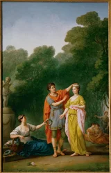 A Lover Crowning His Beloved with a Wreath of Flowers
