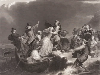 The Pilgrims Landing at Plymouth Rock in 1620