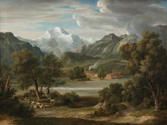 Lauterbrunnen Valley near Unterseen with the Jungfrau Mountain