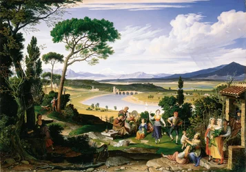 Tiber Landscape with Cheerful Country Folk
