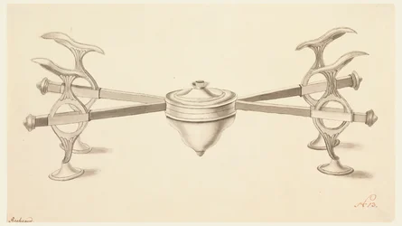 Design for a Dish Stand with Extending Arms and a Small Spirit Lamp