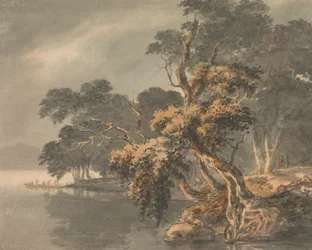 Autumn Trees by a Lake