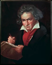 Portrait of Ludwig van Beethoven (1770-1827), German musician, composing the Missa solemnis