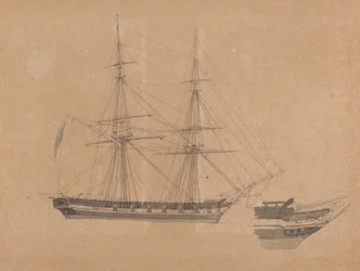 Side View of Single Brig and Bow of Another