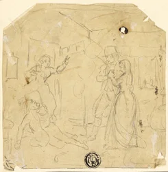 Dramatic Scene with Couple, Older Man