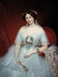 Portrait of Madame Pouchet. She is the wife of the doctor Archimède Pouchet, friend of Gustave Flaubert. Painting by Joseph Court (1797-1865), 1849. H. 0.97 x 1.3 m, Rouen, Musée des Beaux-Arts