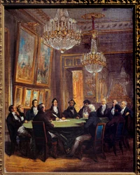 The Duke of Orleans signing the proclamation of the lieutenant general of the kingdom on 31/07/1830 at the Royal Palace Louis Philippe d
