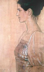 Half length profile of a young lady