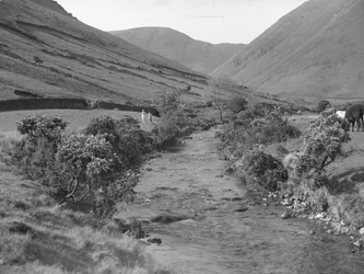 A stream running through Wastwater landscape
