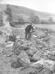 Wallers Working on Dry Stone Wall