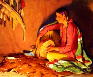 The Drummer in Firelight