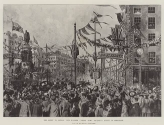 The Queen in Dublin, Her Majesty Passing Down Sackville Street in Semi-State