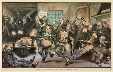 The Wake over the Remains of the Democratic Party, from Puck