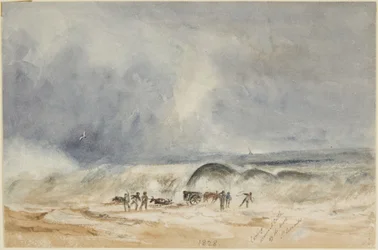 Carting drowned cattle off the beach, St. Leonards