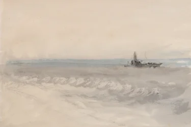 Grey Sea, Boat Running Ashore