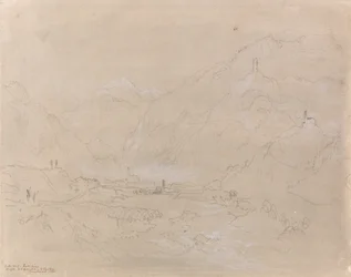Mountainous Landscape with Town in Valley