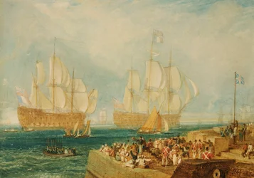 Plymouth Harbour: Towing in French Prizes