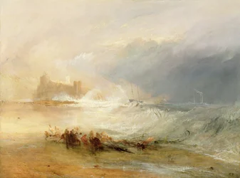 Wreckers - Coast of Northumberland, With a Steam Boat Assisting a Ship off Shore