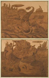 2 Scenes from the life of Jonah on an Old Oak Chest in the Orphan Asylum, Hook